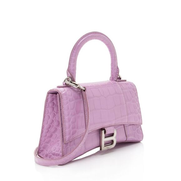 Balenciaga Shiny Croc Embossed Calfskin Hourglass XS Top Handle - Picture 2 of 16